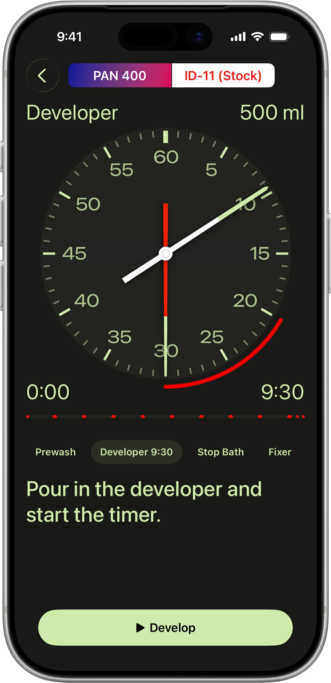Spirale timer screen